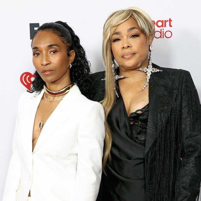 Rozonda "Chilli" Thomas and Tionne "T-Boz" Watkins of TLC arrive at the 2026 iHeartRadio Music Awards red carpet